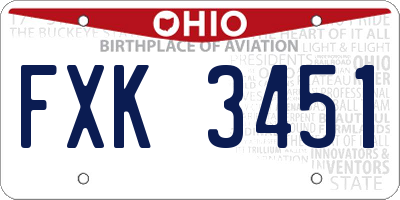 OH license plate FXK3451