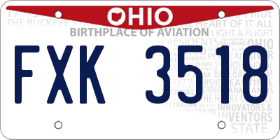 OH license plate FXK3518