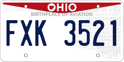 OH license plate FXK3521