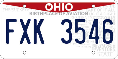 OH license plate FXK3546