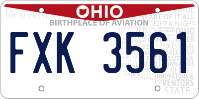 OH license plate FXK3561