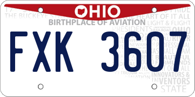 OH license plate FXK3607