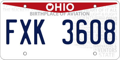 OH license plate FXK3608