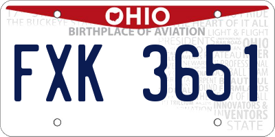 OH license plate FXK3651