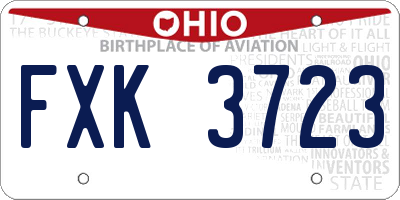 OH license plate FXK3723