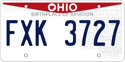 OH license plate FXK3727