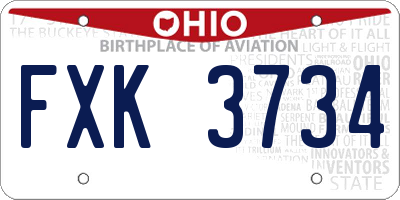 OH license plate FXK3734