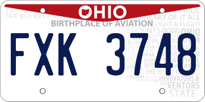 OH license plate FXK3748