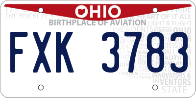 OH license plate FXK3783
