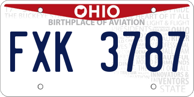 OH license plate FXK3787