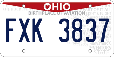 OH license plate FXK3837