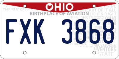 OH license plate FXK3868