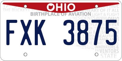 OH license plate FXK3875