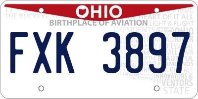 OH license plate FXK3897