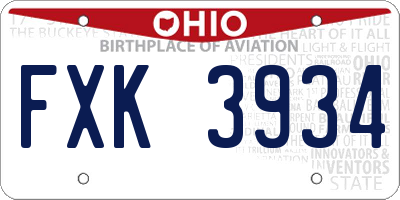 OH license plate FXK3934