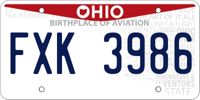 OH license plate FXK3986
