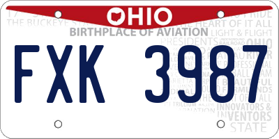OH license plate FXK3987