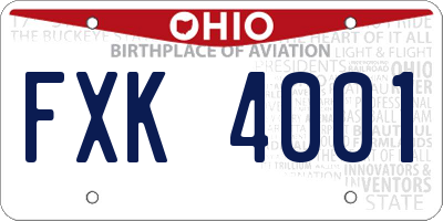 OH license plate FXK4001