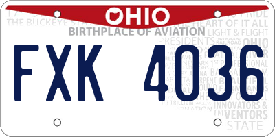 OH license plate FXK4036