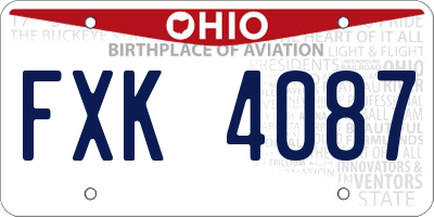 OH license plate FXK4087