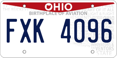 OH license plate FXK4096