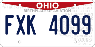 OH license plate FXK4099