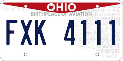 OH license plate FXK4111