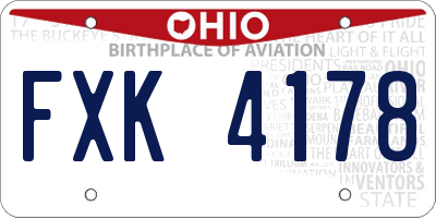 OH license plate FXK4178