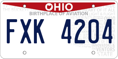 OH license plate FXK4204