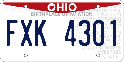 OH license plate FXK4301