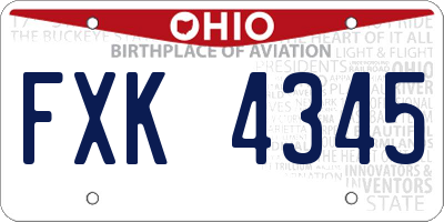 OH license plate FXK4345