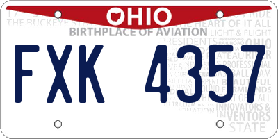 OH license plate FXK4357