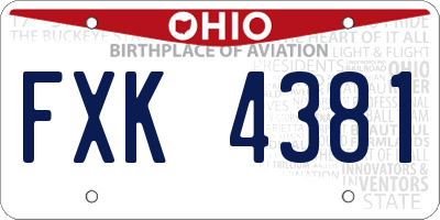 OH license plate FXK4381