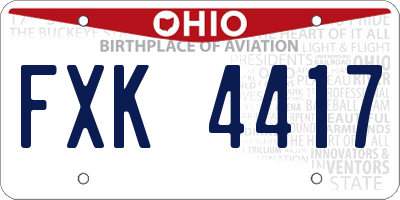 OH license plate FXK4417