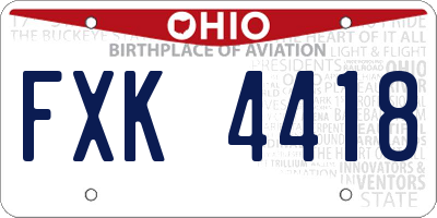 OH license plate FXK4418
