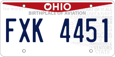 OH license plate FXK4451