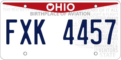 OH license plate FXK4457