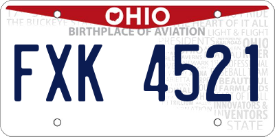 OH license plate FXK4521