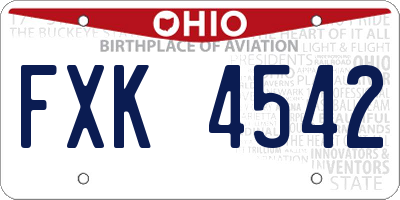 OH license plate FXK4542