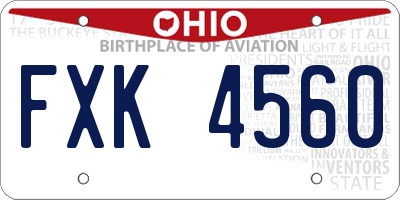 OH license plate FXK4560