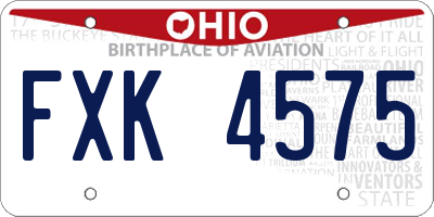 OH license plate FXK4575