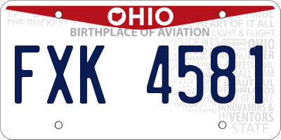 OH license plate FXK4581