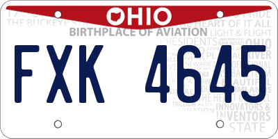 OH license plate FXK4645