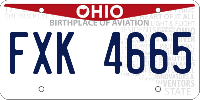 OH license plate FXK4665