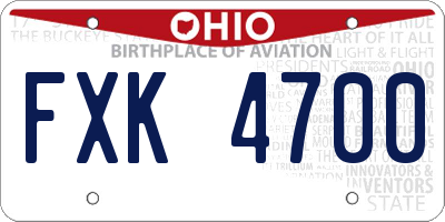 OH license plate FXK4700