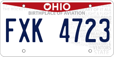 OH license plate FXK4723