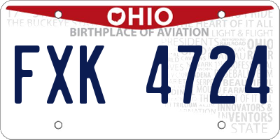 OH license plate FXK4724