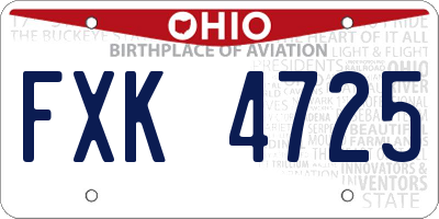 OH license plate FXK4725
