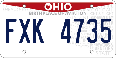 OH license plate FXK4735