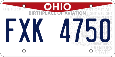 OH license plate FXK4750